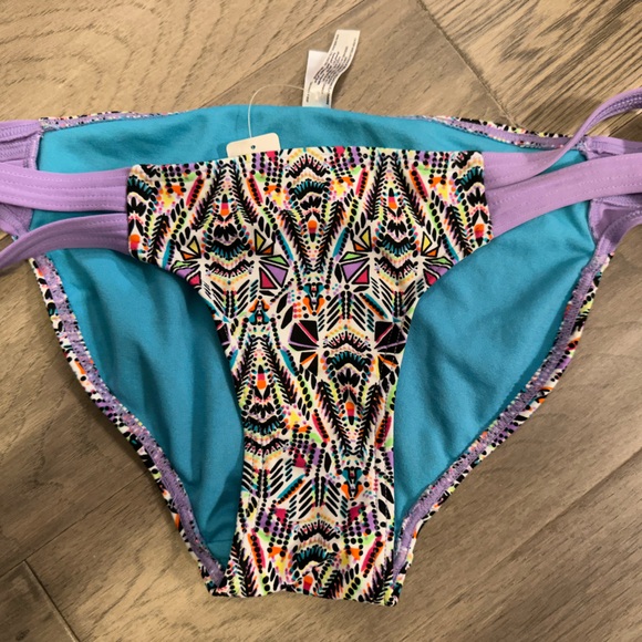 Brand new Lilac purple with print, La vie en Rose Aqua bikini bottom - Picture 1 of 2